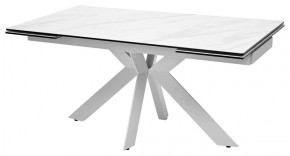Стол BELLUNO 160 MARBLES KL-99 Белый мрамор матовый, итальянская керамика/ белый каркас, ®DISAUR в Покачах - pokachi.mebel24.online | фото 1