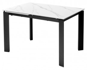 Стол CORNER 120 MATT WHITE MARBLE SOLID CERAMIC / BLACK, ®DISAUR в Покачах - pokachi.mebel24.online | фото 1