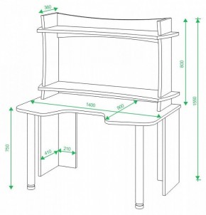 Стол компьютерный Домино lite СКЛ-Игр140 в Покачах - pokachi.mebel24.online | фото 2