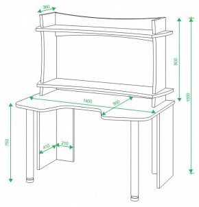 Стол компьютерный Домино Lite СКЛ-Игр140+НКИЛ140ВЛ в Покачах - pokachi.mebel24.online | фото 3