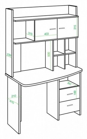 Стол компьютерный Домино Lite СКЛ-Крл120+НКЛХ-120 К ПРАВ в Покачах - pokachi.mebel24.online | фото 2