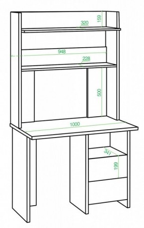 Стол компьютерный Домино Lite СКЛ-Прям100+НКЛХ-100 ШК в Покачах - pokachi.mebel24.online | фото 2