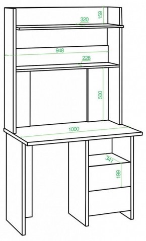 Стол компьютерный Домино Lite СКЛ-Прям100Р+НКЛХ-100 в Покачах - pokachi.mebel24.online | фото 2