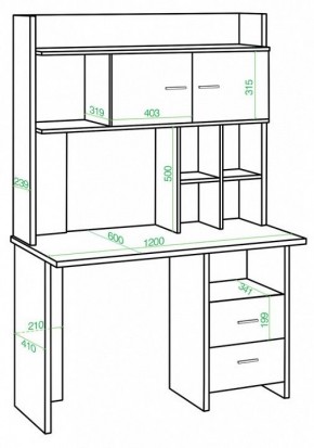 Стол компьютерный Домино Lite СКЛ-Прям120Р+НКЛХ-120 в Покачах - pokachi.mebel24.online | фото 2