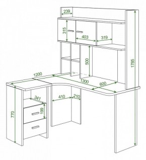 Стол компьютерный Домино Lite СКЛ-Угл130+НКЛХ-130 К ЛЕВ в Покачах - pokachi.mebel24.online | фото 2