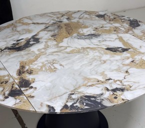 Стол TERAMO 135 GLOSS GRAND JADE SOLID CERAMIC, керамика, поворотн.механизм / Черный каркас, ®DISAUR в Покачах - pokachi.mebel24.online | фото 4