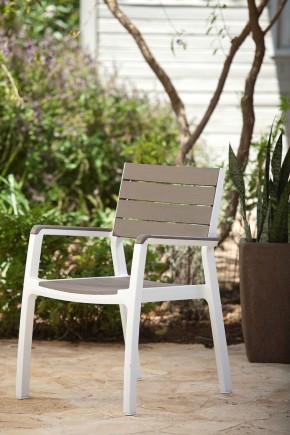 Стул c подлокотниками Гармония (Harmony armchair) белый-капучино в Покачах - pokachi.mebel24.online | фото 1