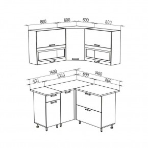 ТЕХНО Кухонный гарнитур угловой 1,4х1,4 м Компоновка №2 в Покачах - pokachi.mebel24.online | фото 8