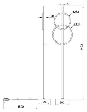 Торшер Arte Lamp Fluido A3913PN-24BK в Покачах - pokachi.mebel24.online | фото 2