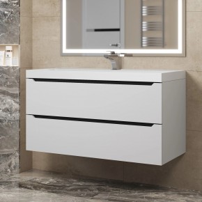 Тумба под раковину Uperwood Tanos 100 см, подвесная, белая/графит в Покачах - pokachi.mebel24.online | фото