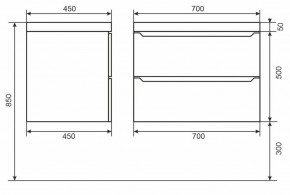 Тумба под раковину Uperwood Tanos 70 см, подвесная, черная матовая в Покачах - pokachi.mebel24.online | фото 6