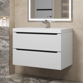 Тумба под раковину Uperwood Tanos 80 см, подвесная, белая/графит в Покачах - pokachi.mebel24.online | фото