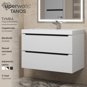 Тумба под раковину Uperwood Tanos 80 см, подвесная, белая/графит в Покачах - pokachi.mebel24.online | фото 3
