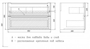 Тумба под раковину Uperwood Tanos 80 см, подвесная, белая/графит в Покачах - pokachi.mebel24.online | фото 7