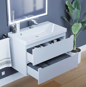 Тумба под раковину Uperwood Tanos 80 см, подвесная, белая матовая в Покачах - pokachi.mebel24.online | фото 2