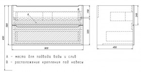 Тумба под раковину Uperwood Tanos 90 см, подвесная, белая/графит в Покачах - pokachi.mebel24.online | фото 7