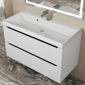 Тумба под раковину Uperwood Tanos 90 см, подвесная, белая/графит в Покачах - pokachi.mebel24.online | фото 9