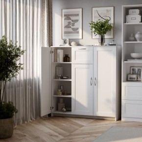 Тумба СИРИУС трехдверная с одним ящиком, цвет белый в Покачах - pokachi.mebel24.online | фото 4